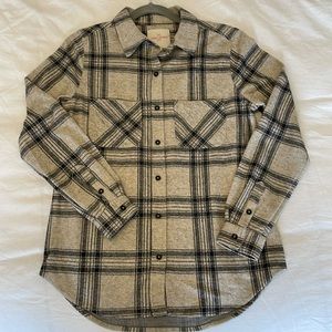 Oatmeal and black plaid button down